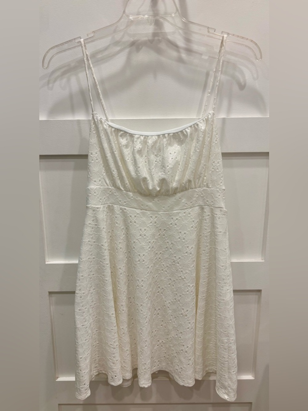 Windsor White Lace Eyelet Empire Y2K Mini Dress